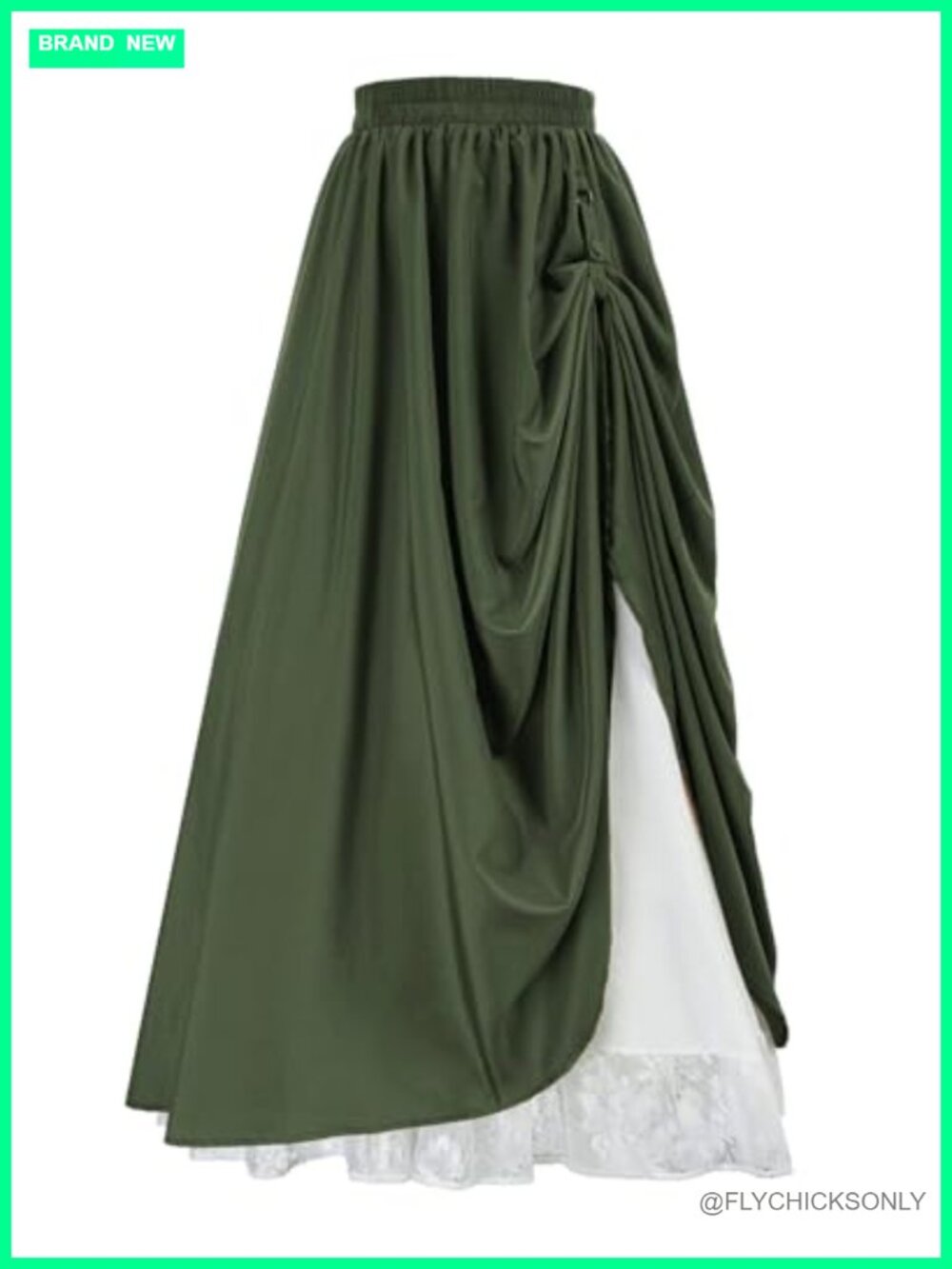 Double Layer Renaissance Victorian Maxi Skirt Women Medieval Cosplay